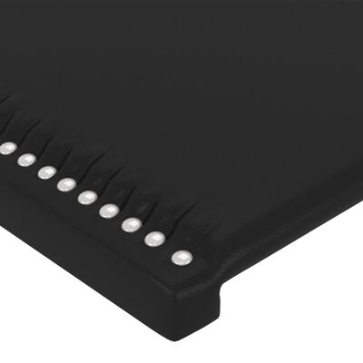 vidaXL Zagłówek do łóżka z LED, czarny, 147x16x78/88cm, sztuczna skóra