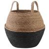 vidaXL Doniczka z uchwytami Czarny &Oslash; 32 x 32 cm 100% Trawa morska