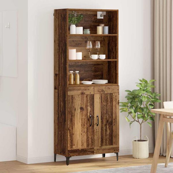 vidaXL Highboard 2 pcs Stare drewno Materiał drewnopochodny
