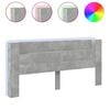 vidaXL Zagł&oacute;wek z p&oacute;łką i LED, szarość betonu, 220x16,5x103,5 cm