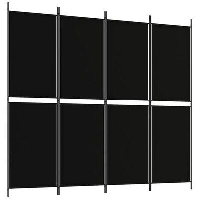 vidaXL Parawan 4-panelowy, czarny, 200 x 180 cm, tkanina