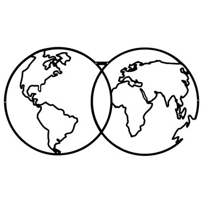 Homemania Dekoracja ścienna World Map 9, 60x34 cm, metalowa, czarna