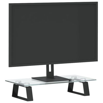 vidaXL Podstawka pod monitor, czarna, 40x20x8 cm, szkło i metal
