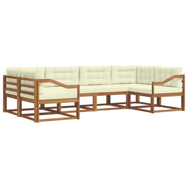 vidaXL Zestaw sof na zewnątrz z poduszką 6 pcs Naturalny i Kremowy