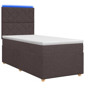 vidaXL Ł&oacute;żko kontynentalne z materacem Ciemny brąz 90 x 190 cm tkanina