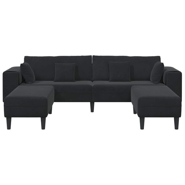 vidaXL Sofa z poduszką 3 pcs Czarny Aksamit