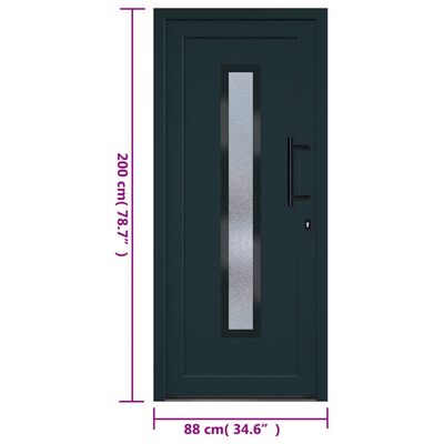 vidaXL Drzwi wejściowe, antracytowe, 88x200 cm, PVC