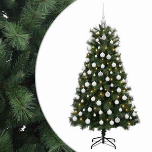 vidaXL Sztuczna choinka na zawiasach z bombkami 150 cm 150 LED