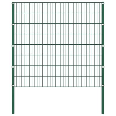 vidaXL Panel ogrodzeniowy ze słupkami, żelazny, 1,7 x 1,6 m, zielony
