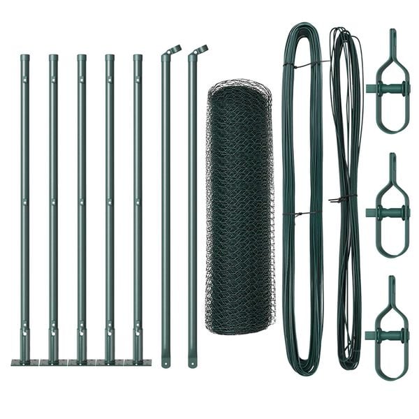 vidaXL Słupek ogrodzeniowy. Zielony 10 x 0,5 m (siatka 25 mm)