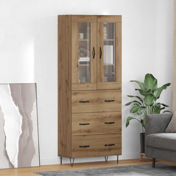 vidaXL Highboard z szufladą Dąb rzemieślniczy 69,5 x 34 x 90 cm