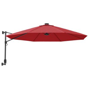 vidaXL Ścienny parasol ogrodowy, czerwony, 290 cm