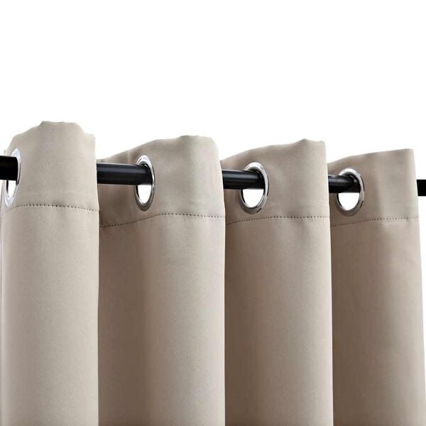 vidaXL Zasłony zaciemniające z metalowymi k&oacute;łkami, 2 szt., beżowe