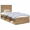 vidaXL Ramka ł&oacute;żka Dąb rzemieślniczy 90 x 200 cm Lite drewno sosnowe