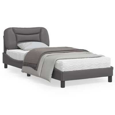 vidaXL Rama łóżka z zagłówkiem, szara, 80x200 cm, sztuczna skóra