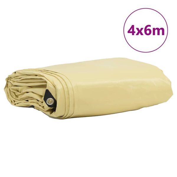 vidaXL Plandeka 650g / m&sup2; Beżowy 4 x 6 m Pł&oacute;tno z powłoką PVC