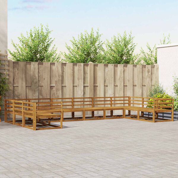 vidaXL Zestaw sof na zewnątrz 10 pcs Naturalny Lite Drewno Akacji