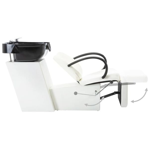 vidaXL Myjnia fryzjerska, fotel z umywalką, czarno-biała, ekosk&oacute;ra