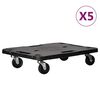 vidaXL W&oacute;zki transportowe, 5 szt., czarne, 58x38x12 cm, polipropylen