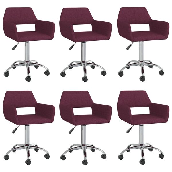 vidaXL Obrotowe krzesła stołowe, 6 szt., fioletowe, obite tkaniną