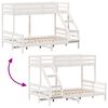 vidaXL Łóżko piętrowe, 90x200/140x200 cm, białe, lite drewno sosnowe