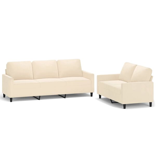 vidaXL 2-częściowy komplet wypoczynkowy, obity aksamitem, kremowa