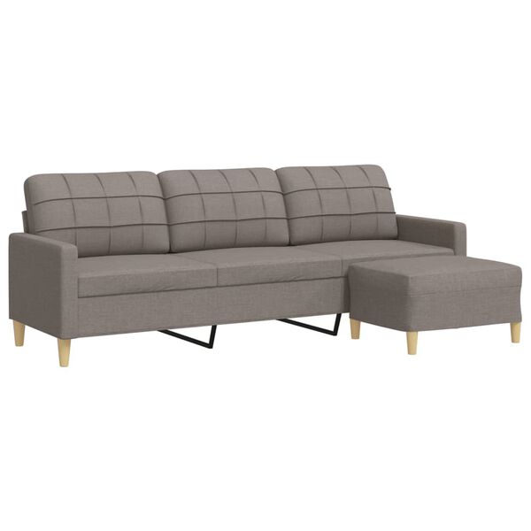 vidaXL 3-osobowa sofa z podn&oacute;żkiem, kolor taupe, 210 cm, tkaniną
