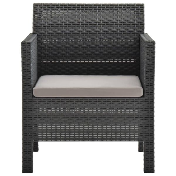 vidaXL Krzesło ogrodowe z poduszką antracytowe 63x65x76 cm PP Rattan