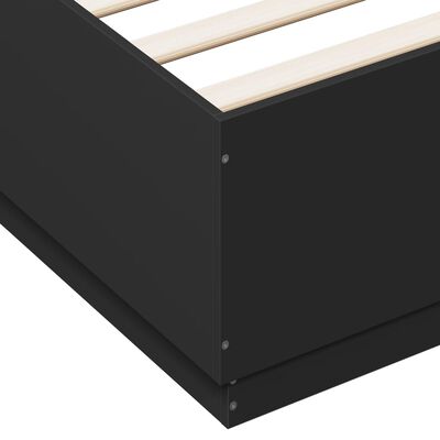 vidaXL Rama łóżka z LED, czarna, 150x200 cm, materiał drewnopochodny