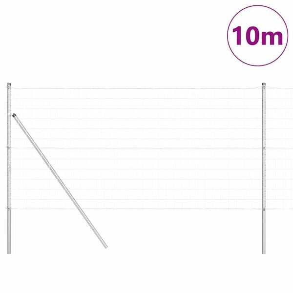 vidaXL Ogrodzenie z słupkiem Srebrny 1,4 x 10 m Stal i PVC