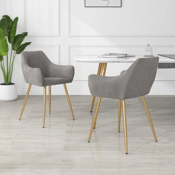 vidaXL Krzesła stołowe, 2 szt., jasnoszare, aksamitne