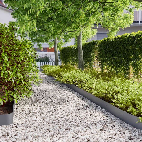 vidaXL Obrzeża trawnikowe 10 szt. Antracyt Stal walcowana na zimno