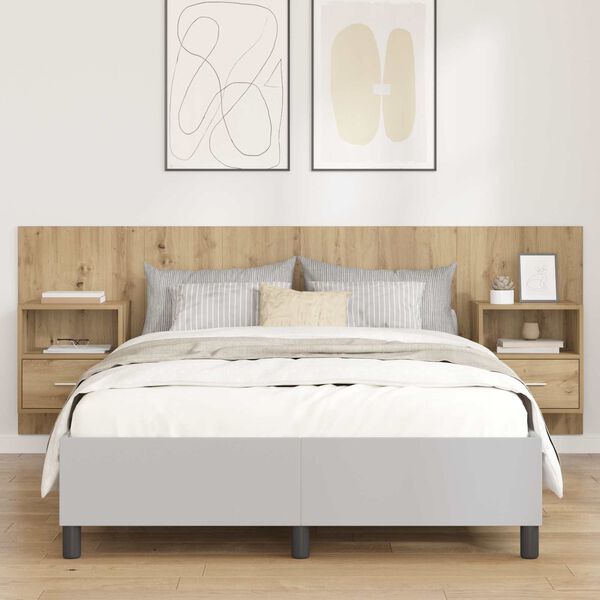 vidaXL Zagł&oacute;wek z szafką z szufladą z p&oacute;łką 3 pcs Dąb rzemieślniczy