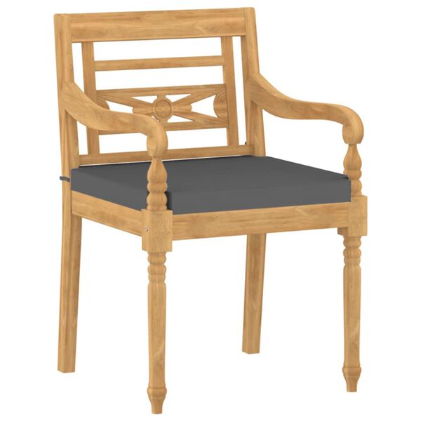 vidaXL Krzesła Batavia z poduszkami, 6 szt., lite drewno tekowe