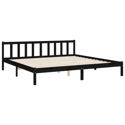 vidaXL Rama łóżka z zagłówkiem, czarna, 180x200 cm, drewniana