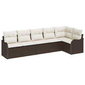 vidaXL Zestaw Sof na Ogr&oacute;d z przechowywaniem 6 pcs Brązowy polirattan