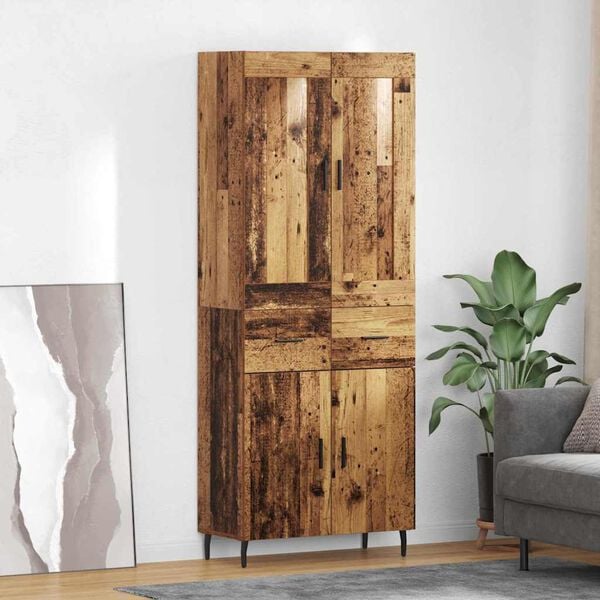 vidaXL Highboard z szufladą 2 pcs Stare drewno Materiał drewnopochodny