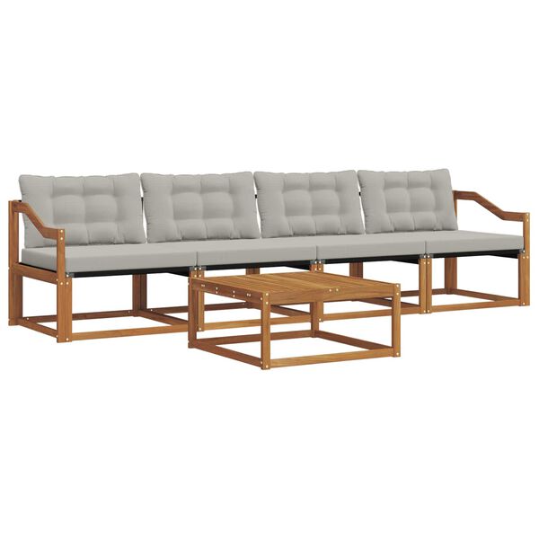 vidaXL Zestaw sof na zewnątrz z poduszką 5 pcs Naturalny i Jasny Szary