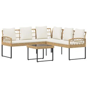 vidaXL Zestaw Sof na Ogr&oacute;d 2 szt. Naturalny Poli Rattan Stal