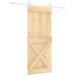 vidaXL Drzwi przesuwne 85 x 210 cm Lite Drewno Sosnowe (Nieobrobione)