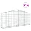vidaXL Kosze gabionowe, 14 szt, 200x30x80/100 cm, galwanizowane żelazo