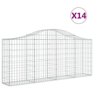 vidaXL Kosze gabionowe, 14 szt, 200x30x80/100 cm, galwanizowane żelazo