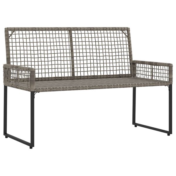 vidaXL Ławka ogrodowa Szary 118 x 55 x 82 cm Rattan PE i tkanina