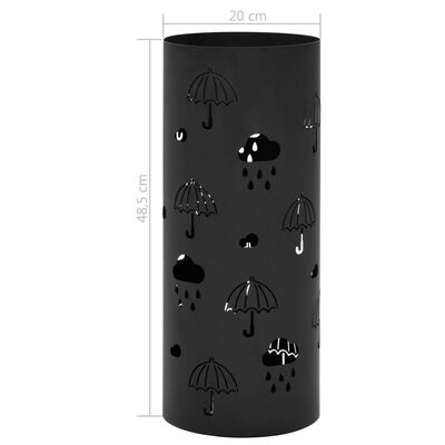 vidaXL Stojak na parasole, wzór w parasole, stalowy, czarny