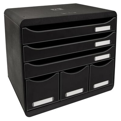 Exacompta Organizer na biurko Maxi z 6 szufladami, czarny z połyskiem