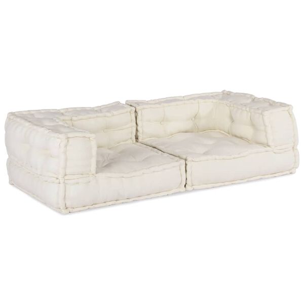 vidaXL 2-osobowa sofa modułowa Kremowy 140x70x36 Tkanina