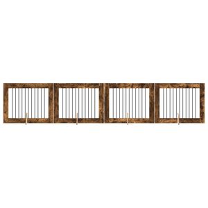 vidaXL Bramka dla ps&oacute;w z podp&oacute;rkami 4 pcs Dąb wędzony 100 x 80 cm