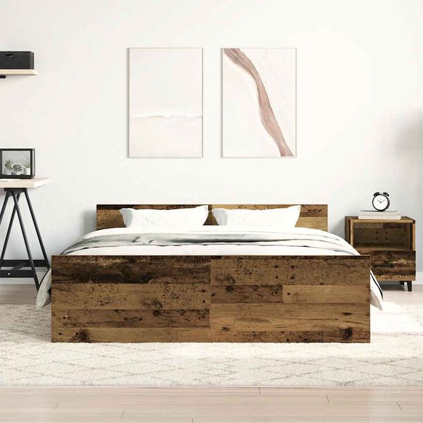 vidaXL Rama ł&oacute;żka bez materaca Stare drewno 140x190cm Drewno klejone