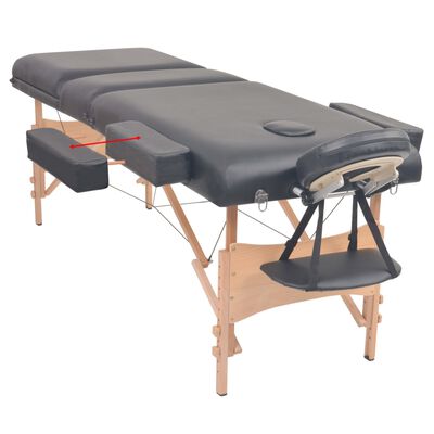 vidaXL Składany stół do masażu o grubości 10 cm, 3-strefowy, czarny