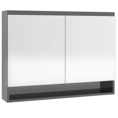 vidaXL Szafka łazienkowa z lustrem 80x15x60 cm, MDF, szary z połyskiem